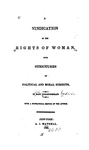 Cover of A Vindication of the Rights of Woman