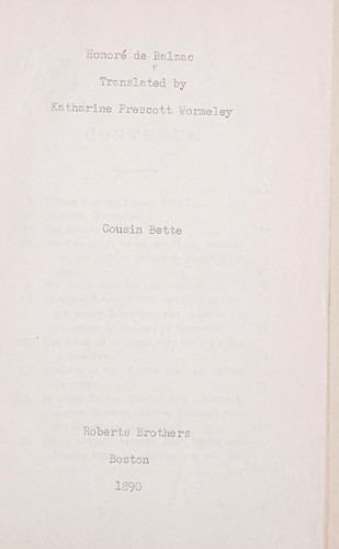 Cover of Cousin Bette