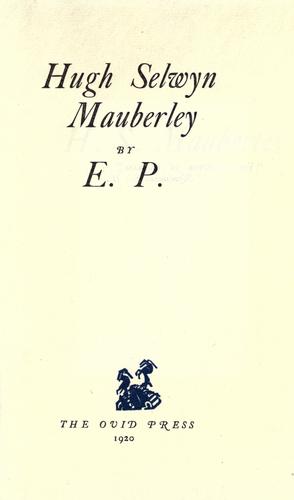 Cover of Hugh Selwyn Mauberley