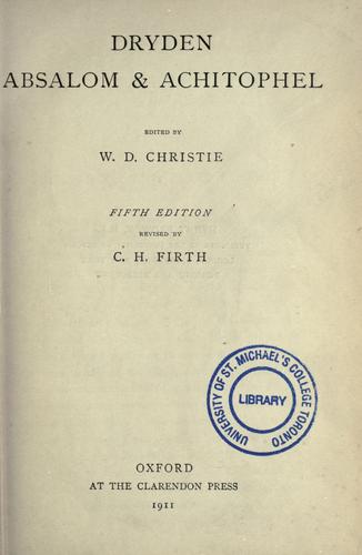 Cover of Absalom and Achitophel