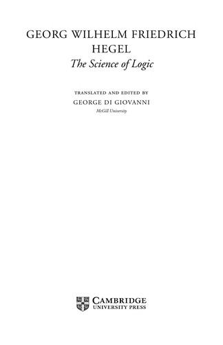 Cover of Science of Logic