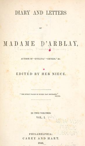 Cover of The Diary and Letters of Madame d’Arblay